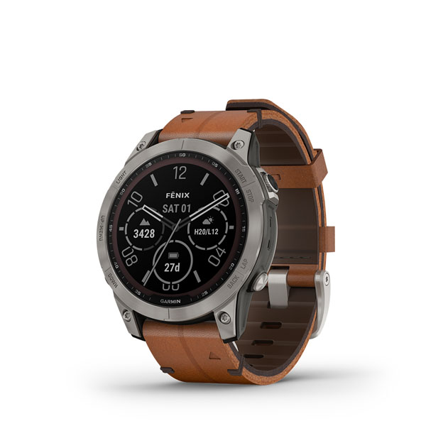 010-02540-31  Garmin Fenix 7 Sapphire Solar Cuir marron