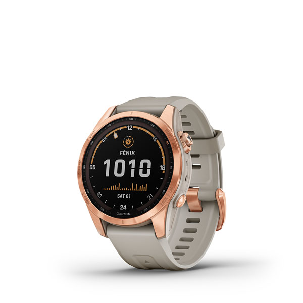  Garmin Fenix 7S Solar (Rose Gold/Light Sand) Multisport GPS  Watch, Power Bundle with PlayBetter Tempered Glass Screens & Portable  Charger