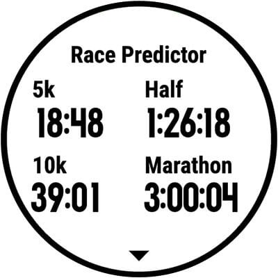 A watch screen showing race predictor.